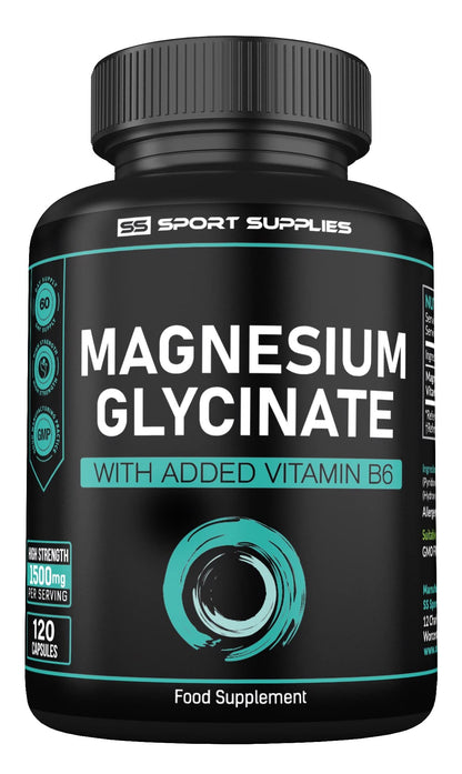 Magnesium Glycinate Supplements & Vitamin B6 - 120 High Strength Capsules - Maple Wellness Supplements