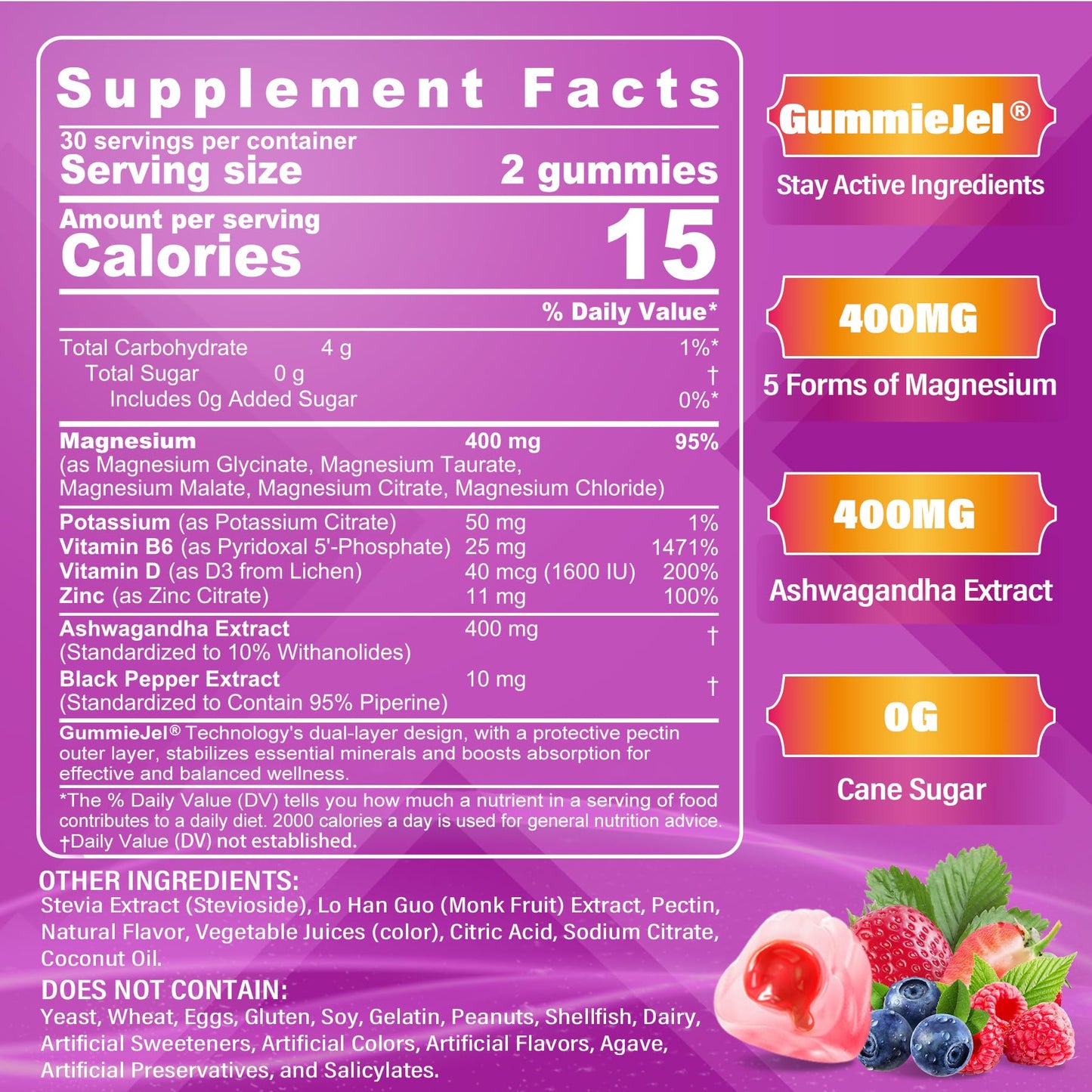 Magnesium Gummies 400mg | 5-in-1 Magnesium Complex for Women & Men: Mag Glycinate, Citrate, Malate, Chloride & Taurate | w/Ashwagandha, D3 & Zinc for Relaxtion, - Maple Wellness Supplements