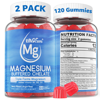 Magnesium Gummies - Triple Magnesium Complex, Magnesium Glycinate Gummies | Magnesium Glycinate, Malate, Citrate w/ D3 B6 B12, for Calm - Maple Wellness Supplements