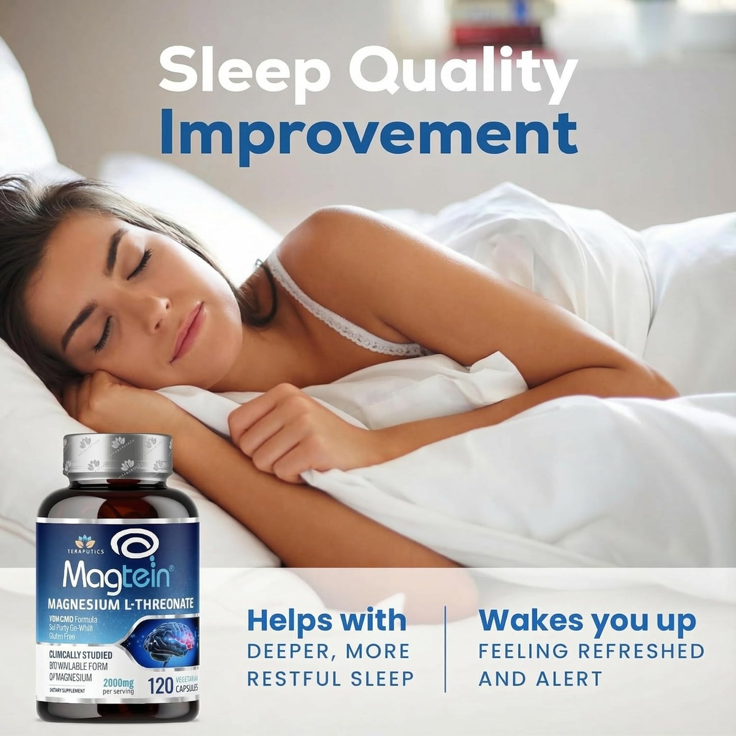 Magnesium L Threonate, Magtein, Brain Supplement for Memory, Focus, Sleep and Cognitive Support, High Absorption Magnesium L-Threonate, Non-GMO - Maple Wellness Supplements