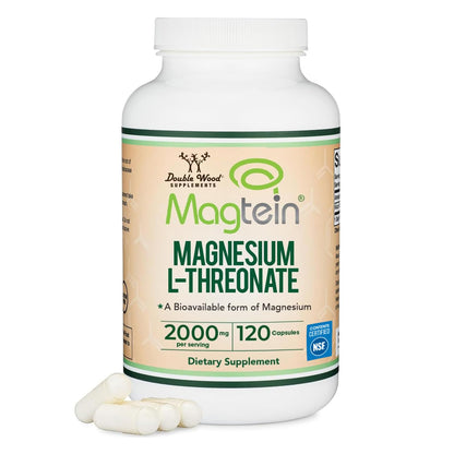 Magnesium L Threonate, Magtein - NSF Certified - Sleep and Cognitive Support – High Absorption - Maple Wellness Supplements