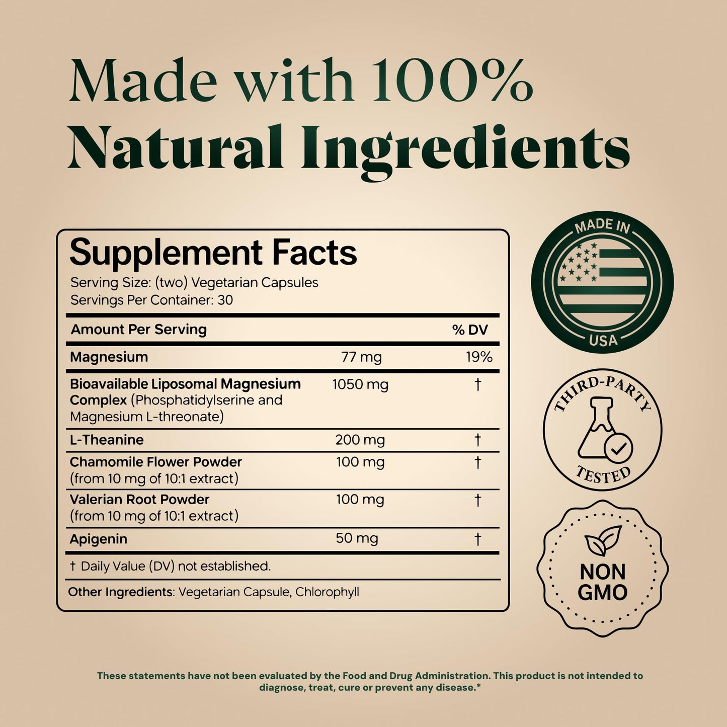 Magnesium L-Threonate with Apigenin, Valerian Root & L-Theanine – No Melatonin Restful Sleep & Brain Supplement – Clinically Studied 7-Ingredient Formula - Maple Wellness Supplements