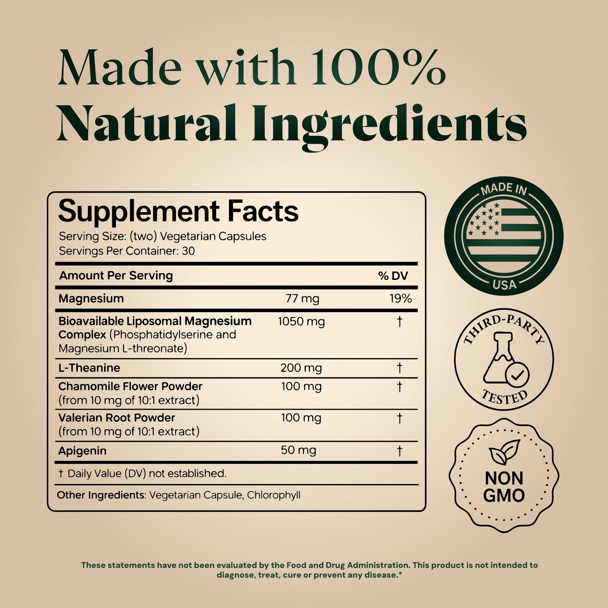 Magnesium L-Threonate with Apigenin, Valerian Root & L-Theanine – No Melatonin Restful Sleep & Brain Supplement – Clinically Studied 7-Ingredient Formula - Maple Wellness Supplements