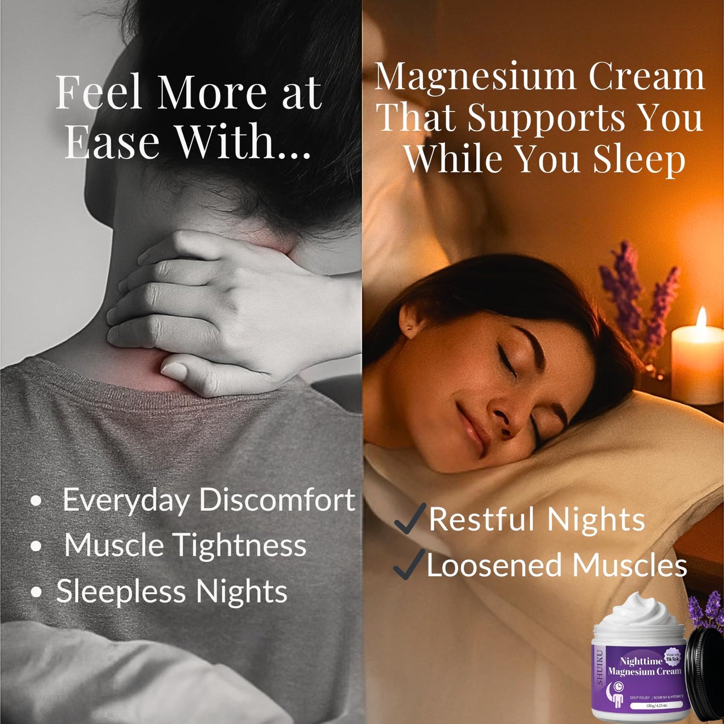 Magnesium Lotion for Sleep & Calm, Topical Magnesium Cream for Relaxation, Nightly Calm, Better Sleep, and for Leg Cramps & Pain - Maple Wellness Supplements