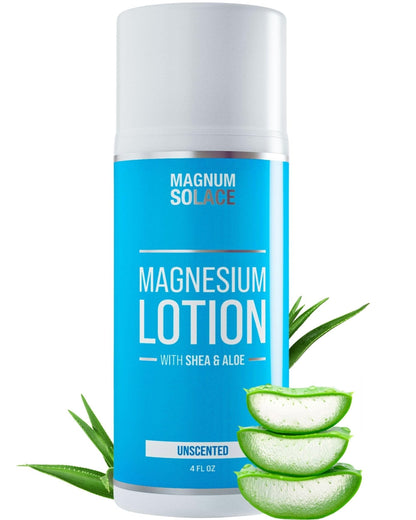 Magnesium Lotion – Super Concentrated – Made with Aloe and Shea – For Leg Cramps, Sore Muscles & Joints, Rejuvenation – Safe for Kids, Made in the USA (Unscented) - Maple Wellness Supplements