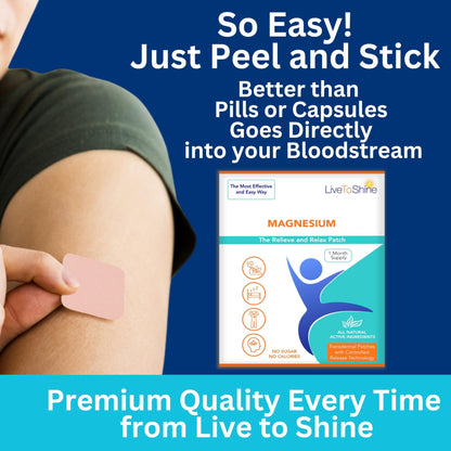 Magnesium Patches for Men and Women - Sleep Support & Relaxation, Muscle Recovery, Nerve Function - USA Made - 30 Premium Fast-Acting, Slow-Release Patches - Live To Shine - Maple Wellness Supplements