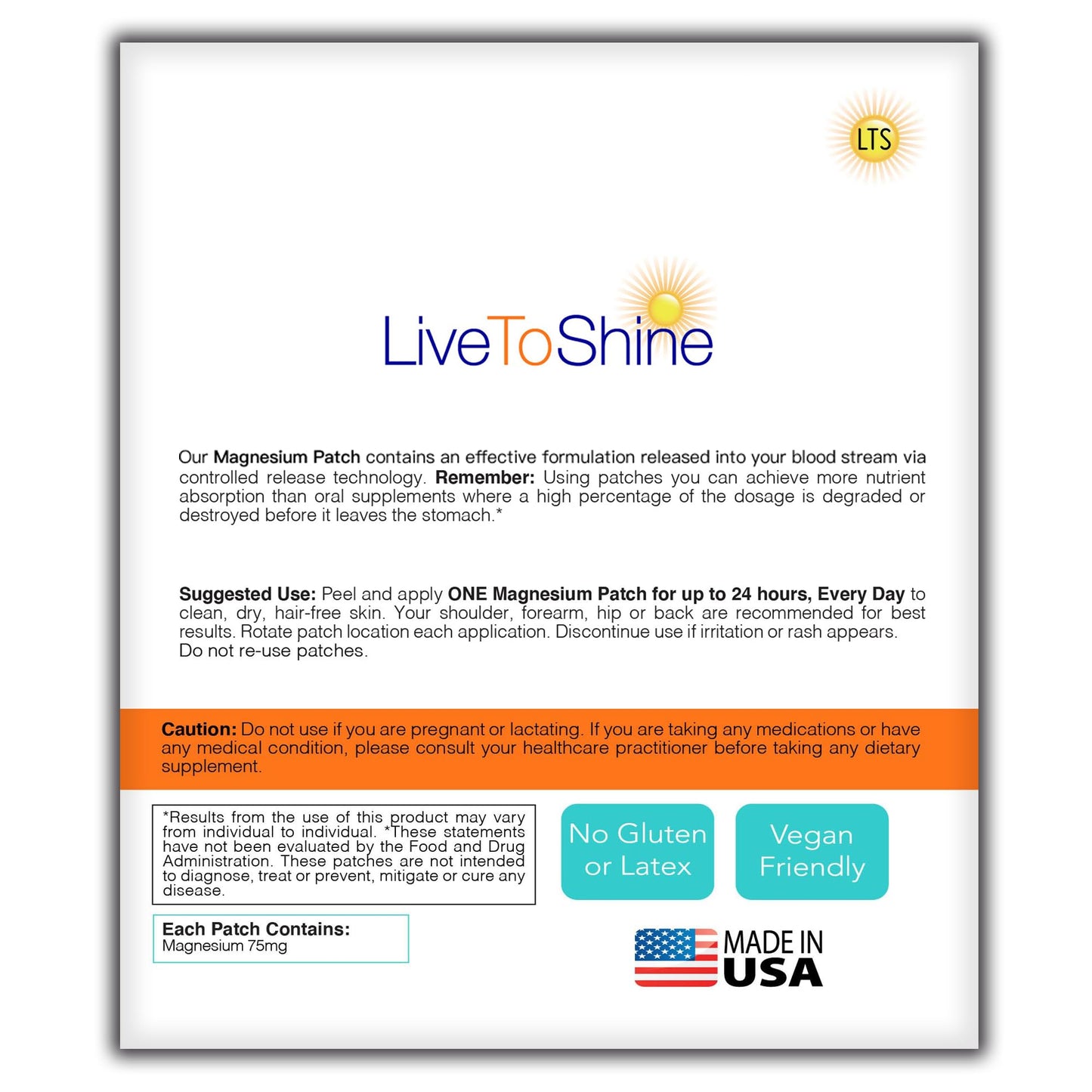 Magnesium Patches for Men and Women - Sleep Support & Relaxation, Muscle Recovery, Nerve Function - USA Made - 30 Premium Fast-Acting, Slow-Release Patches - Live To Shine - Maple Wellness Supplements