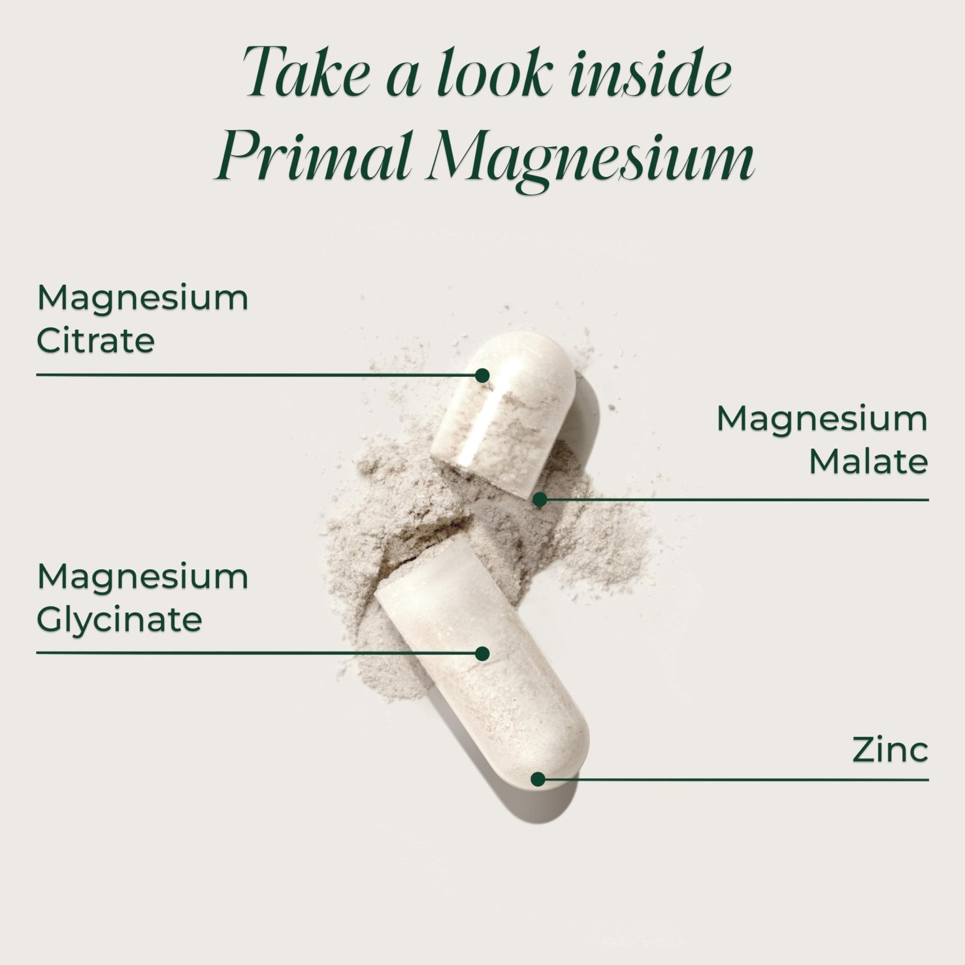 Magnesium Supplement Complex 310mg by Primal Harvest with Magnesium Glycinate, Citrate, Malate, and Zinc 120 Capsules - Maple Wellness Supplements