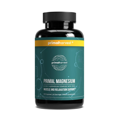 Magnesium Supplement Complex 310mg by Primal Harvest with Magnesium Glycinate, Citrate, Malate, and Zinc 120 Capsules - Maple Wellness Supplements