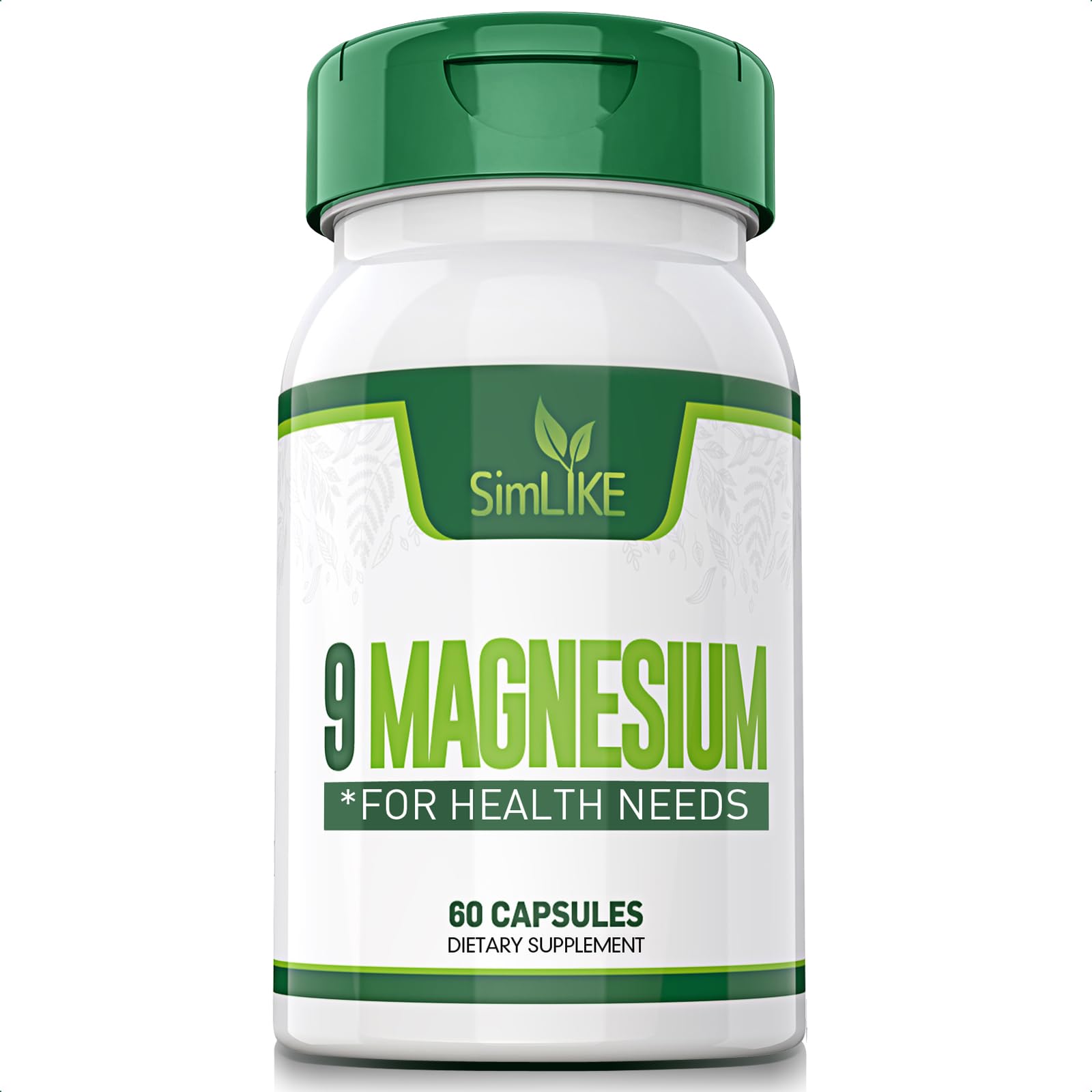 Magnesium Supplement with 9 Forms of High Absorption Magnesium Glycinate, L-threonate, Citrate, Malate and More for Muscle, Brain Support, Non-GMO, Gluten & Soy Free, 60 Capsules - Maple Wellness Supplements