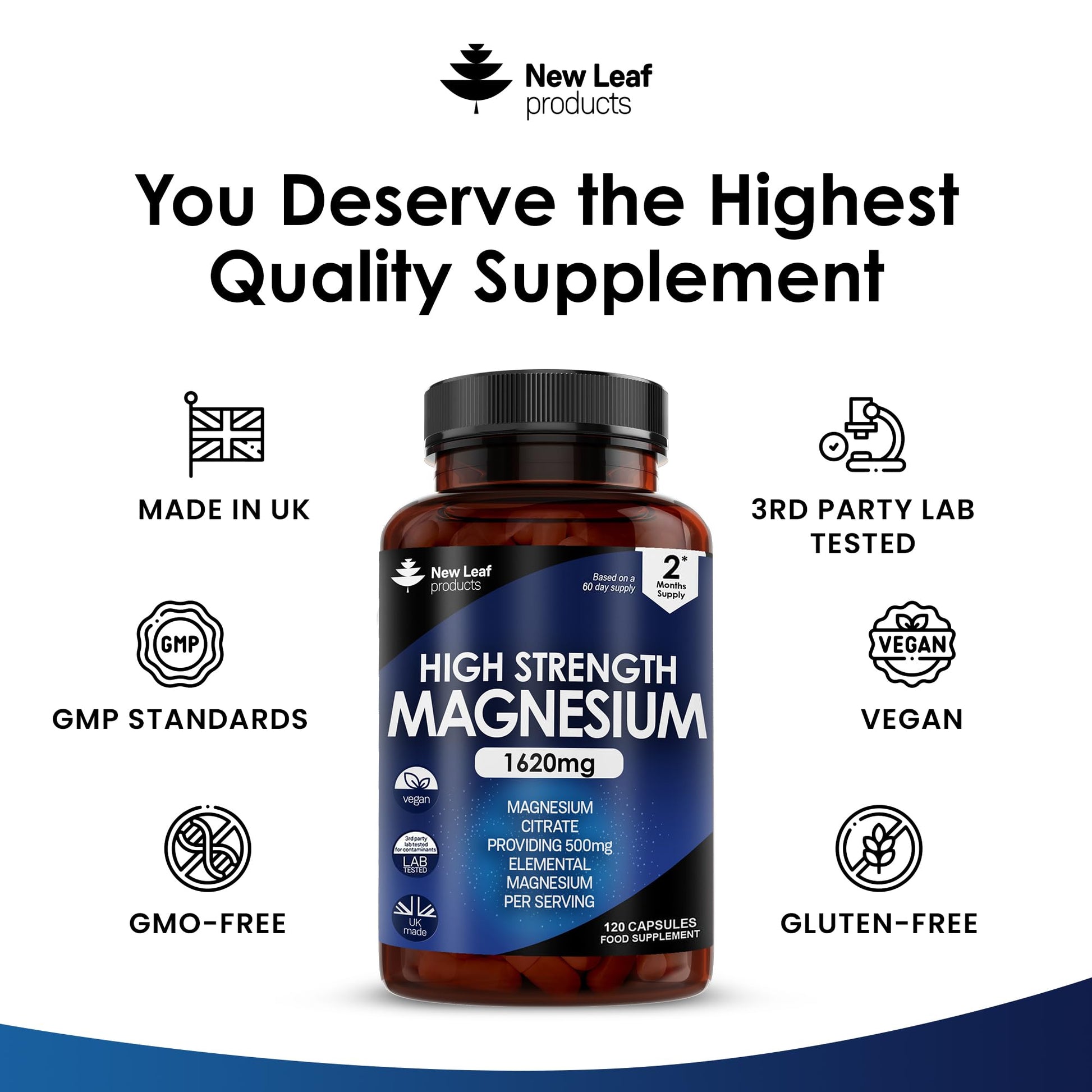 Magnesium Supplements 1620mg - Super Strength - Magnesium Citrate Capsules - Maple Wellness Supplements