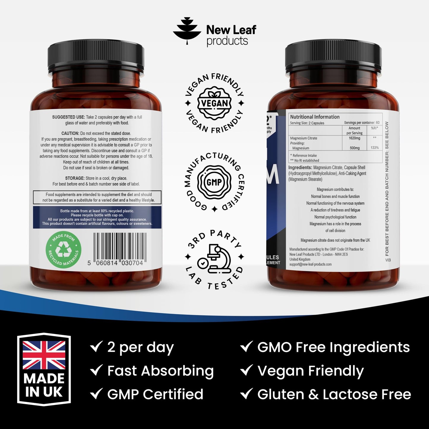 Magnesium Supplements 1620mg - Super Strength - Magnesium Citrate Capsules - Maple Wellness Supplements
