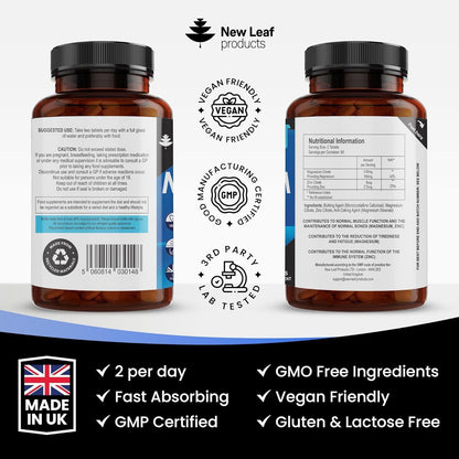 Magnesium Supplements 516mg With Zinc - 120 Magnesium Tablets Supports Muscle - Maple Wellness Supplements