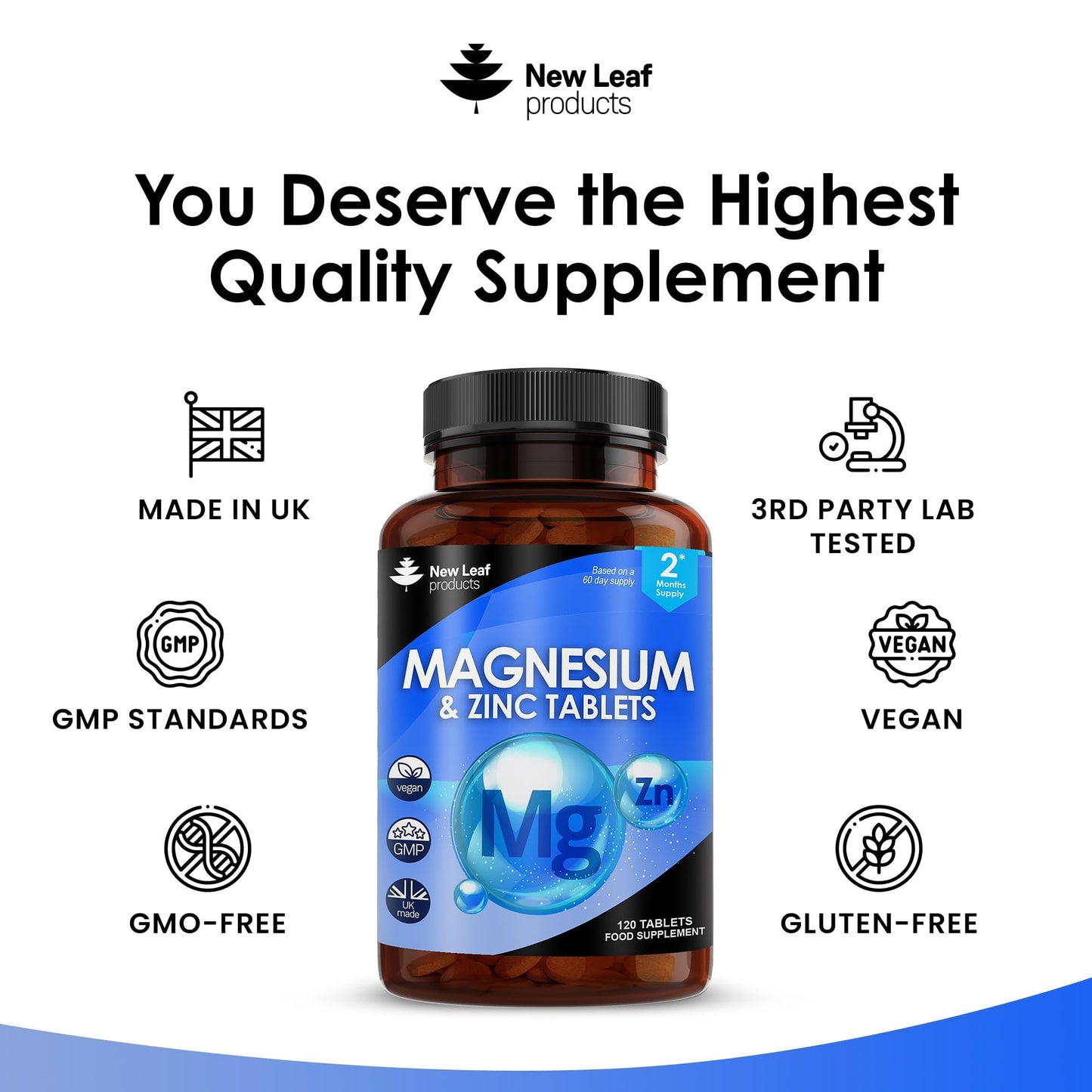 Magnesium Supplements 516mg With Zinc - 120 Magnesium Tablets Supports Muscle - Maple Wellness Supplements