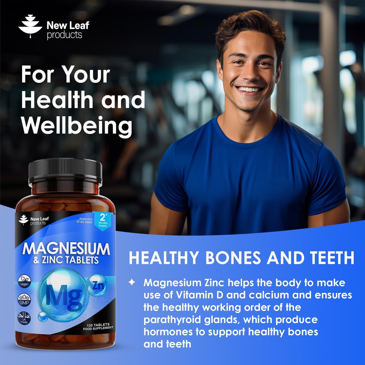 Magnesium Supplements 516mg With Zinc - 120 Magnesium Tablets Supports Muscle - Maple Wellness Supplements
