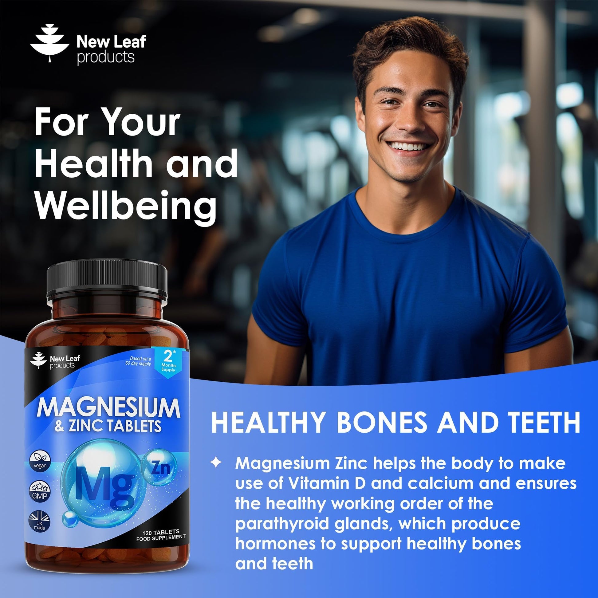 Magnesium Supplements 516mg With Zinc - 120 Magnesium Tablets Supports Muscle - Maple Wellness Supplements