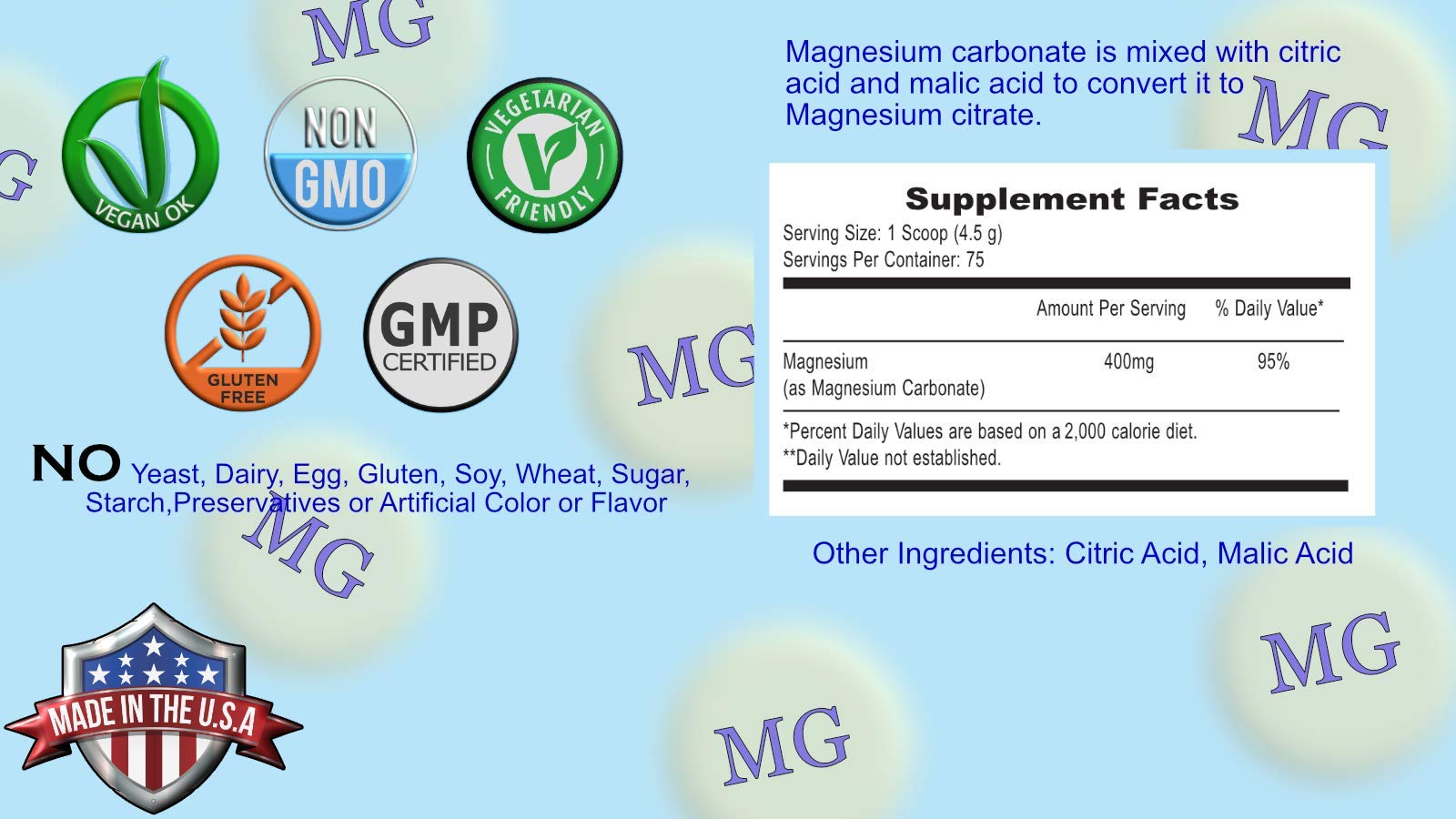 Magnesium Supreme (Original Plain Unflavored) Better Sleep, Relaxation Natural Magnesium Supplement, Non-GMO, Gluten Free, Vegan Formula. 12oz 75 Servings - Maple Wellness Supplements