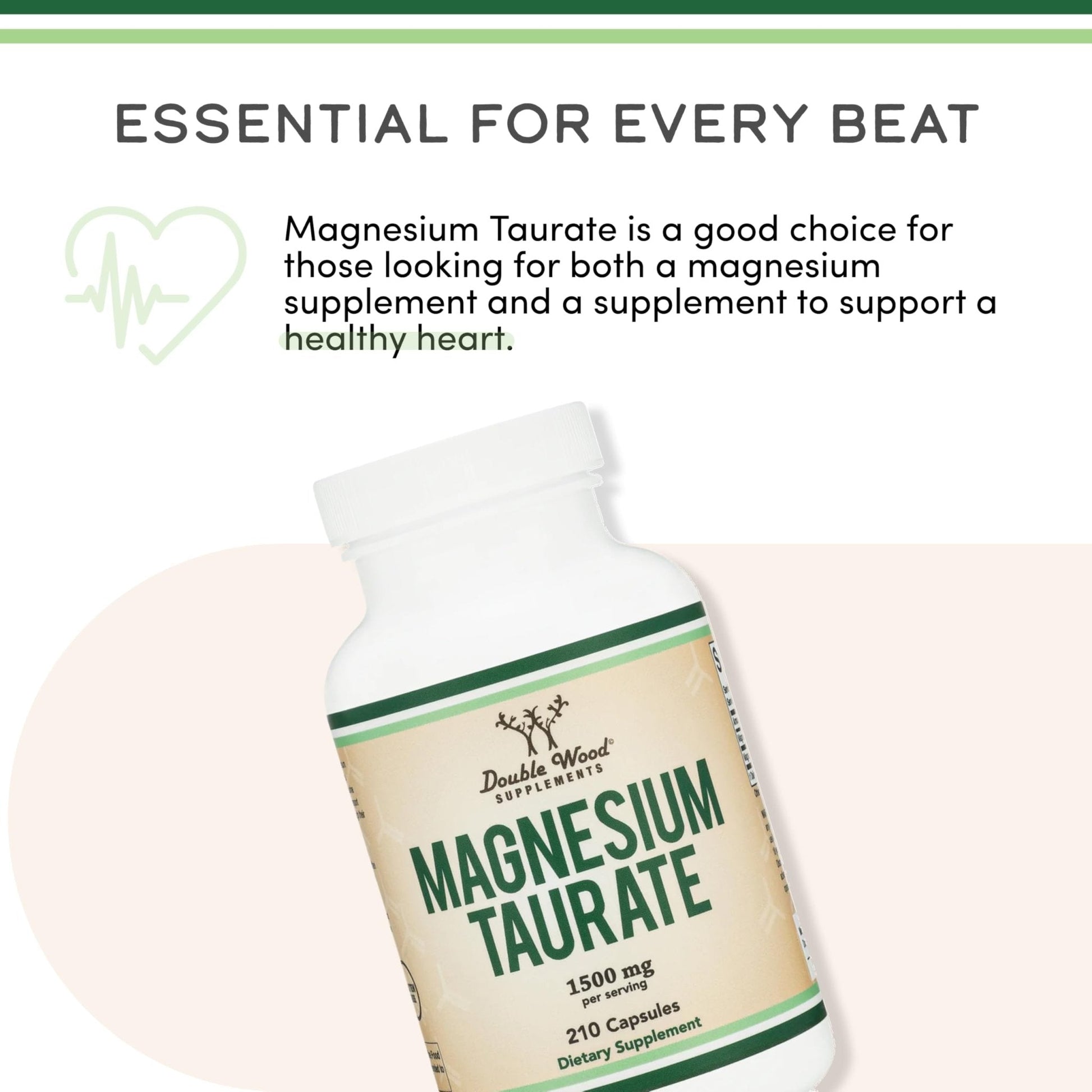 Magnesium Taurate Supplement for Cardiovascular Health to Boost Magnesium Levels (1,500mg per Serving, 210 Vegan Capsules) Non-GMO, Gluten Free - Maple Wellness Supplements