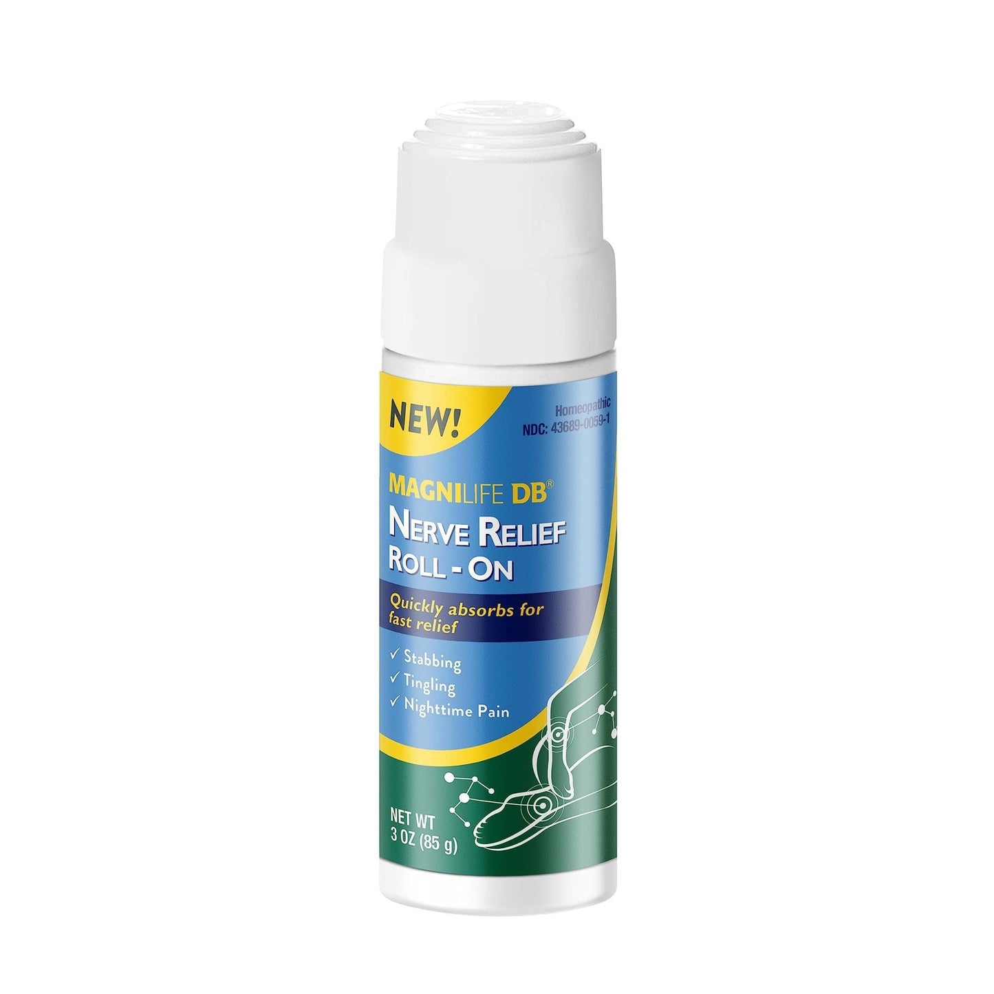 Magnilife DB Nerve Relief Roll On, 3 Oz, Topical Nerve Pain Relief for Feet, Legs, Hands & Arms, Helps Soothe Stabbing, Burning & Tingling Discomfort, Fast-Absorbing, Non-Greasy & Unscented Formula - Maple Wellness Supplements