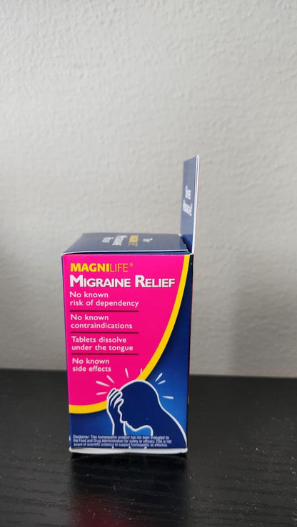 MagniLife Migraine Relief, Non-Habit Forming, 90 Homeopathic Tablets, Migraine Medicine for Light & Sound Sensitivity, Nausea, Blurred Vision & Pressure, Quick-Dissolve Headache Pain Relief - Maple Wellness Supplements