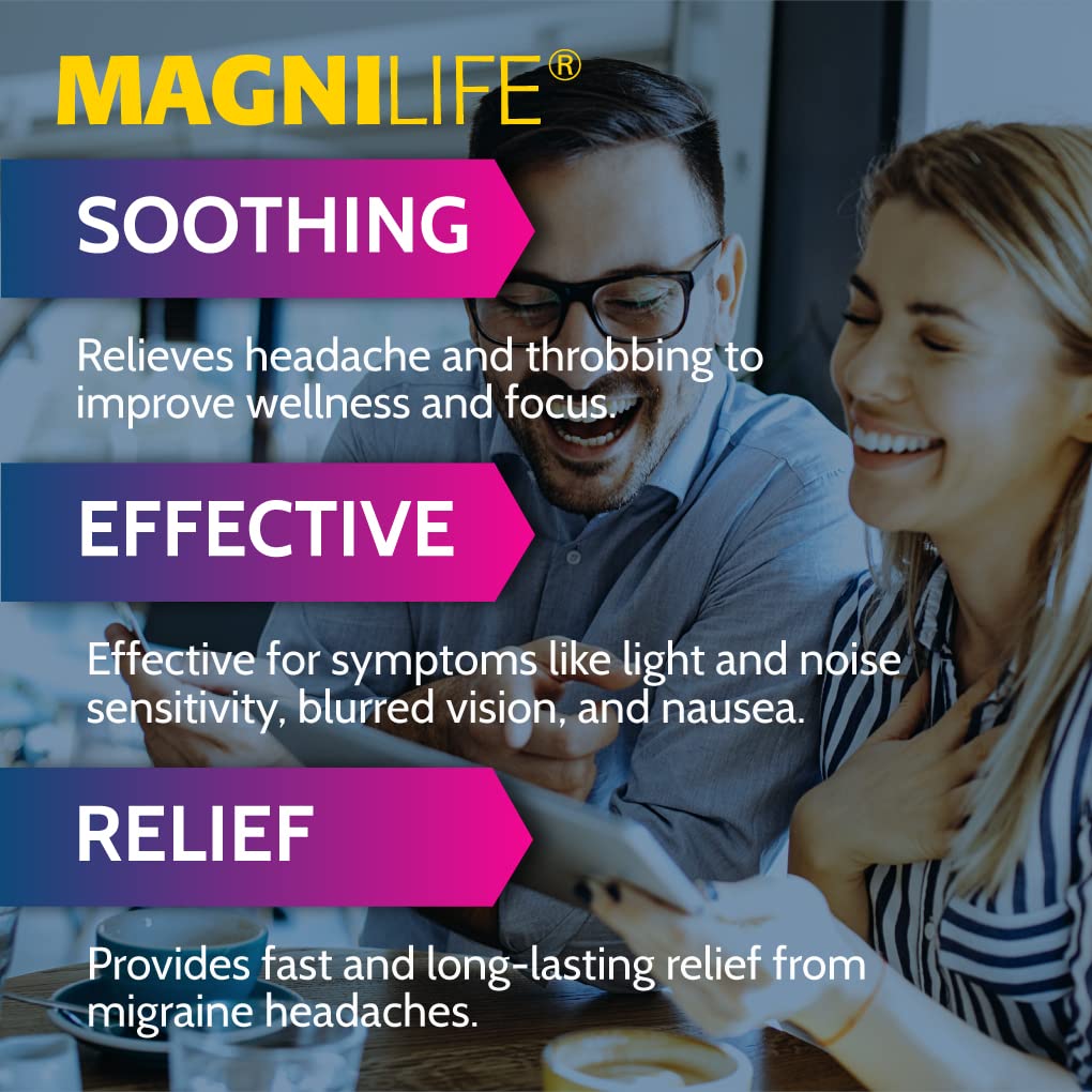 MagniLife Migraine Relief, Non-Habit Forming, 90 Homeopathic Tablets, Migraine Medicine for Light & Sound Sensitivity, Nausea, Blurred Vision & Pressure, Quick-Dissolve Headache Pain Relief - Maple Wellness Supplements