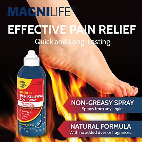 MagniLife Pain Relief Foot Spray, 3 oz, Pain Relief for Burning, Tingling or Sensitivity in Feet and Legs, No Alcohol Cooling Spray Moisturizes Dry, Cracked Heels - Maple Wellness Supplements
