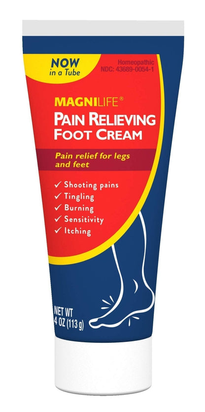 MagniLife Pain Relieving Foot Cream, 4 oz Tube, Soothing Relief for Soreness, Pain, Burning, Tingling, Itching or Sensitivity in Feet & Legs, Moisturizing & Hydrating Foot Cream, No Petroleum - Maple Wellness Supplements