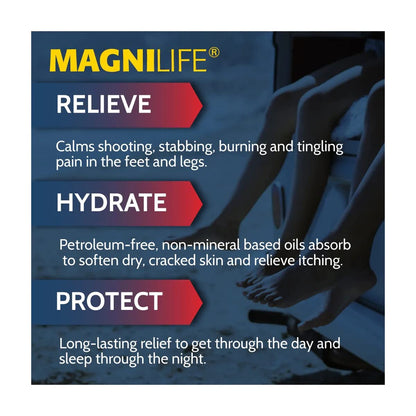 MagniLife Pain Relieving Foot Cream, 8 oz Tube, Soothing Relief for Soreness, Pain, Burning, Tingling, Itching or Sensitivity in Feet & Legs, Moisturizing & Hydrating Foot Cream, No Petroleum - Maple Wellness Supplements