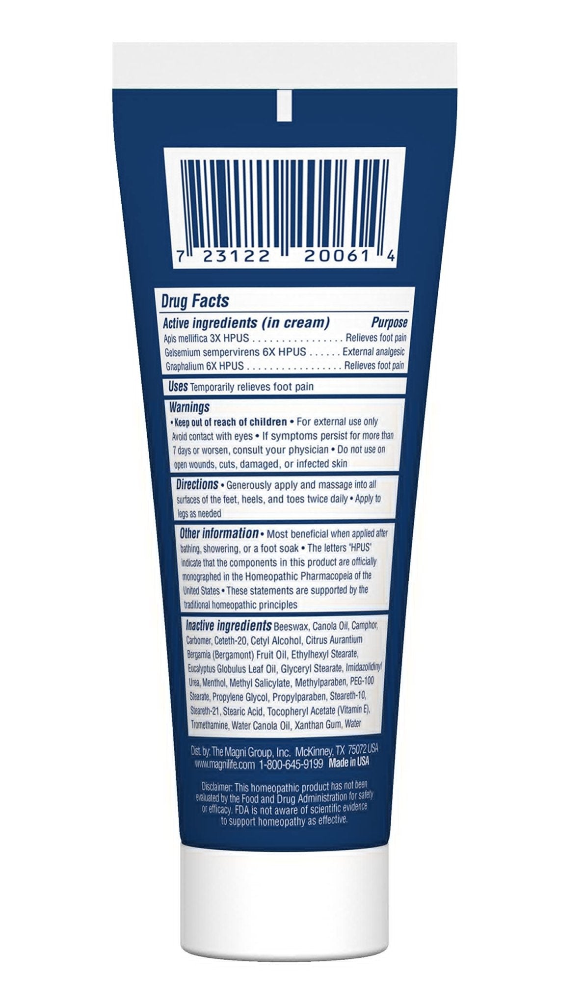 MagniLife Pain Relieving Foot Cream, 8 oz Tube, Soothing Relief for Soreness, Pain, Burning, Tingling, Itching or Sensitivity in Feet & Legs, Moisturizing & Hydrating Foot Cream, No Petroleum - Maple Wellness Supplements