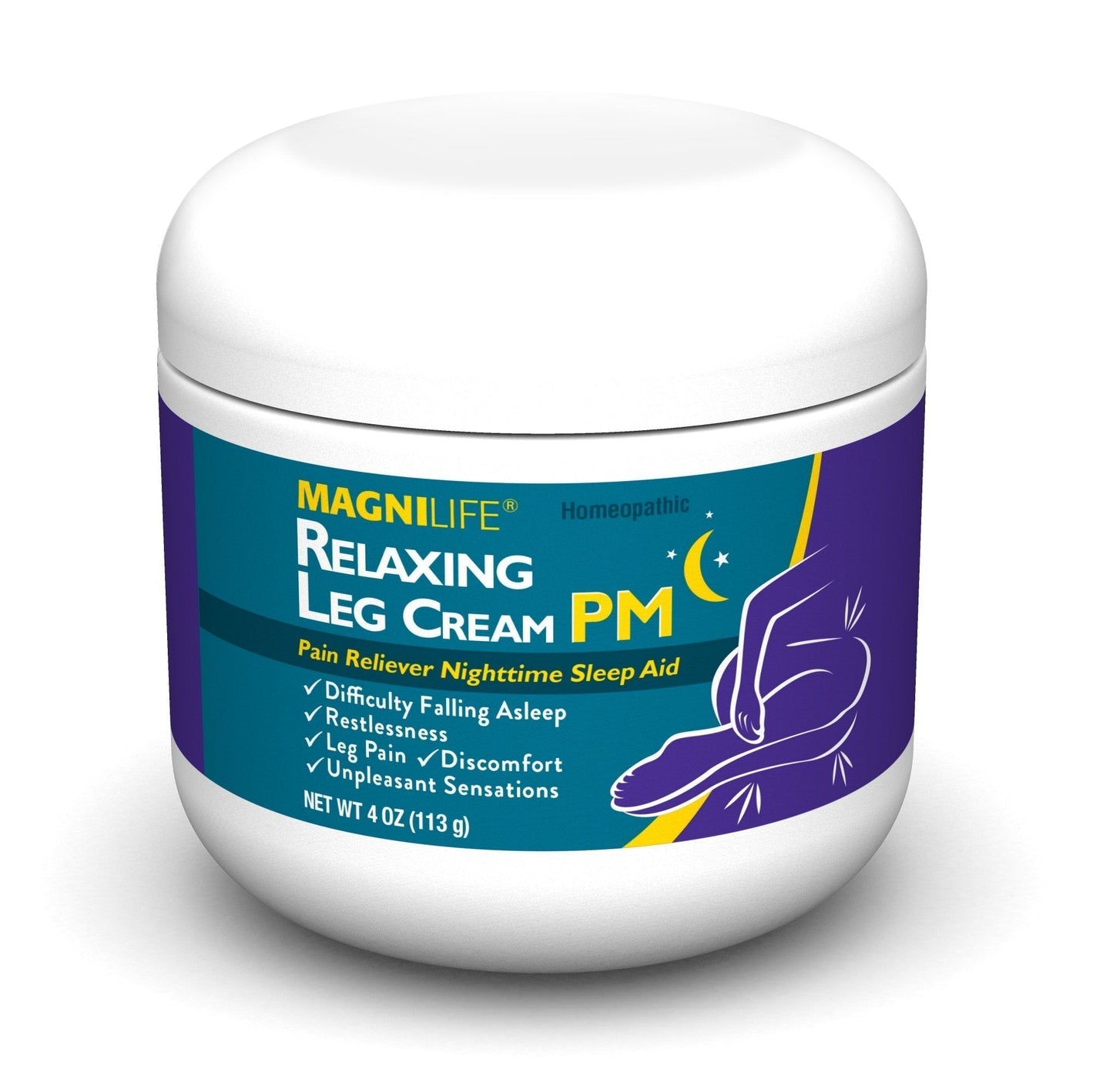 MagniLife Relaxing Legs 125 Count Quick Dissolve Tablets Relaxing Leg Cream PM 4oz Jar Restless Legs - Maple Wellness Supplements