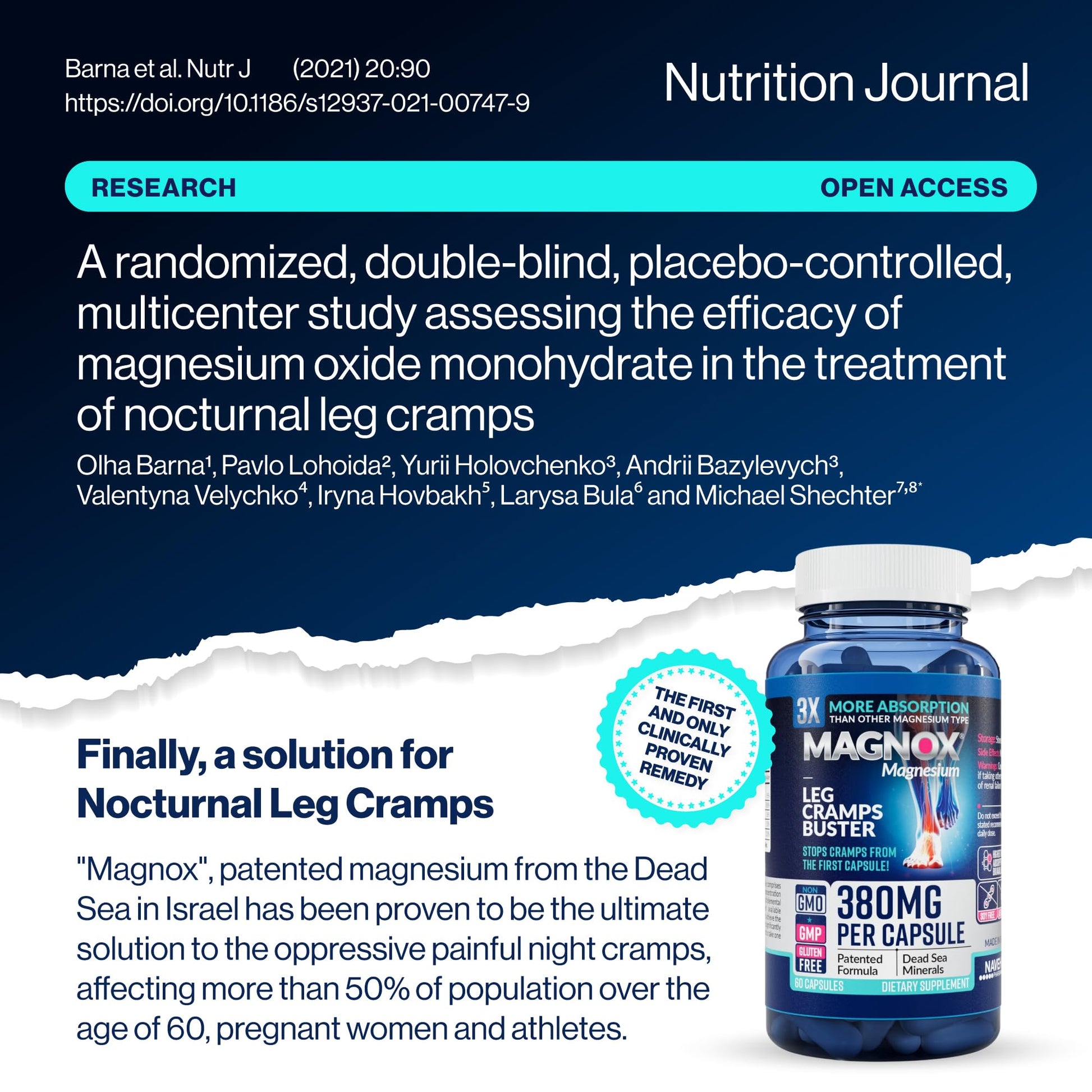 MAGNOX® Buster | Patented Clinically Tested 380mg Magnesium Supplement for Spasms & Leg Cramps at Night | One Capsule a Day for Almost Full Dosage | 3X More Absorption | Dead Sea Minerals (60 Caps) - Maple Wellness Supplements