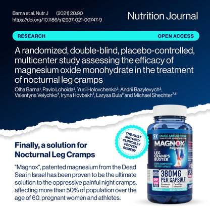 MAGNOX® Buster | Patented Clinically Tested 380mg Magnesium Supplement for Spasms & Leg Cramps at Night | One Capsule a Day for Almost Full Dosage | 3X More Absorption | Dead Sea Minerals (60 Caps) - Maple Wellness Supplements