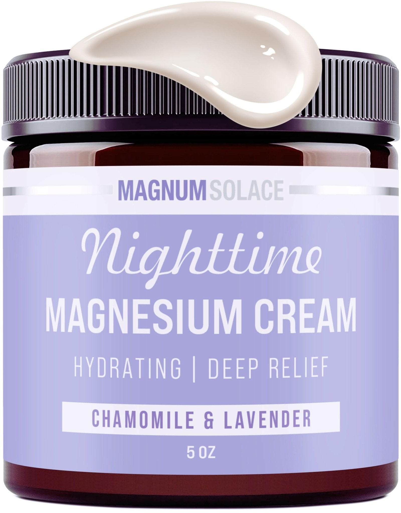 Magnum Solace Magnesium Lotion – Nighttime Magnesium Cream – Apply to Legs, Arms or Chest - Topical Magnesium Chloride – USA Made and Safe for Kids (Chamomile Lavender) - Maple Wellness Supplements