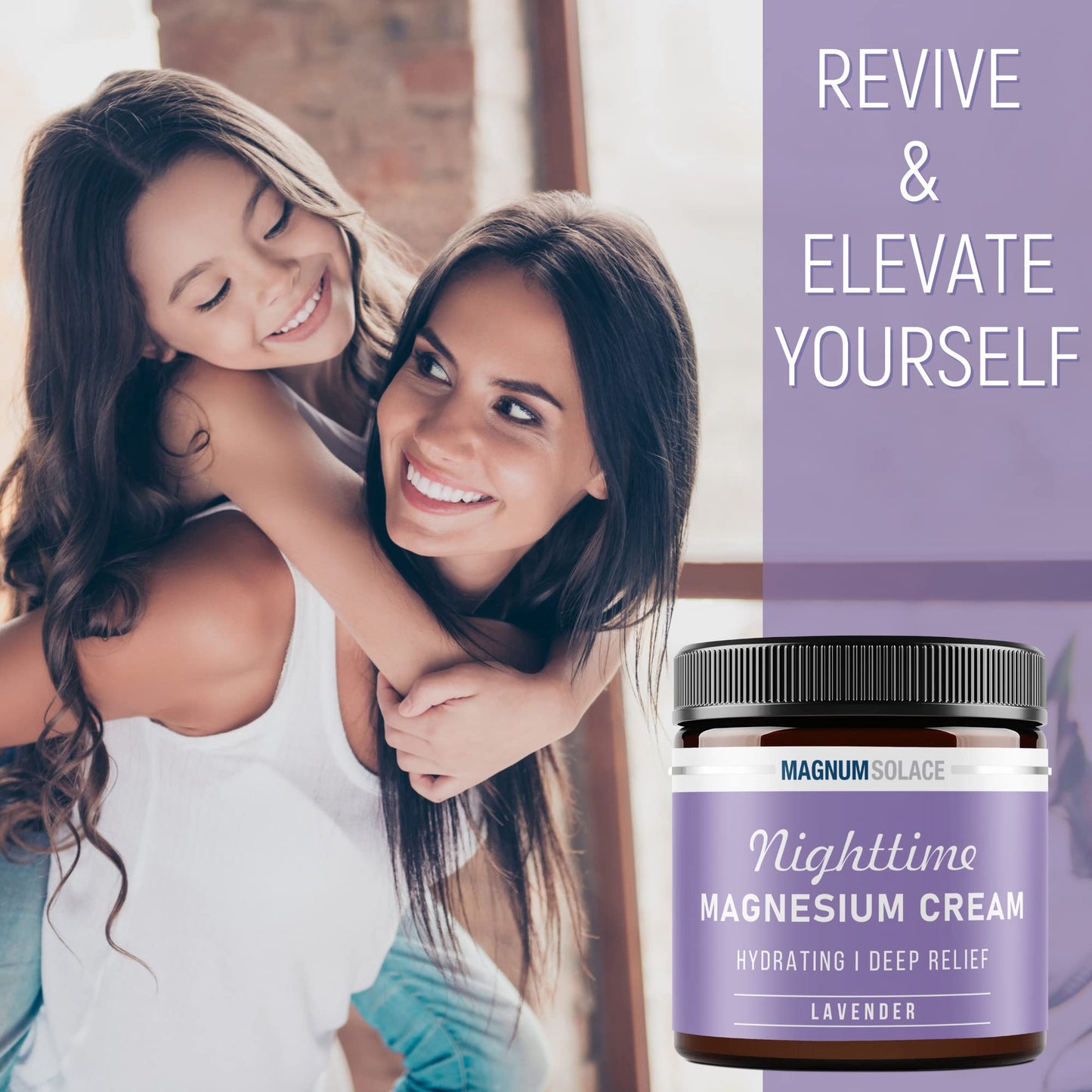 Magnum Solace Magnesium Lotion – Nighttime Magnesium Cream – Apply to Legs, Arms or Chest - Topical Magnesium Chloride – USA Made and Safe for Kids (Lavender) - Maple Wellness Supplements