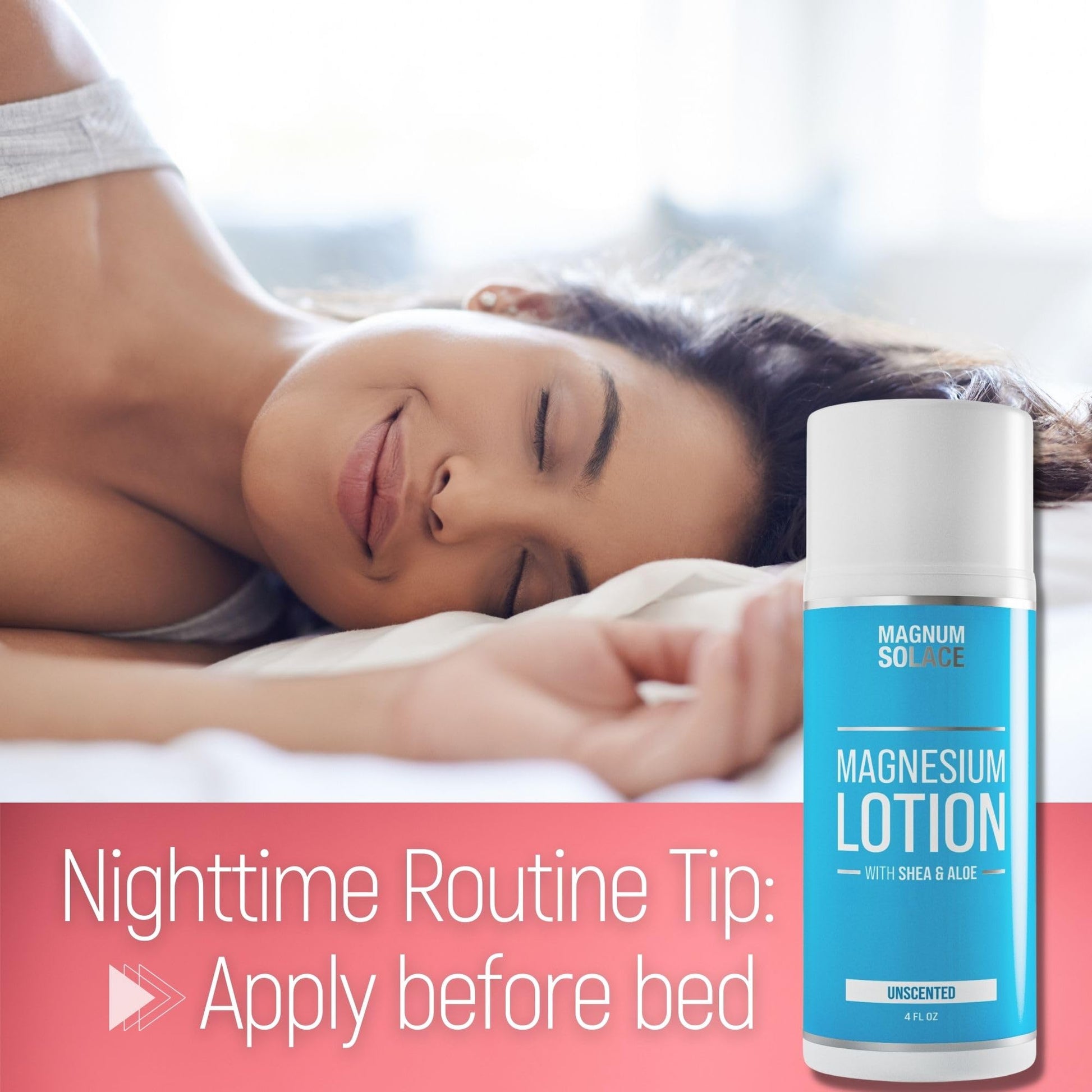 Magnum Solace Magnesium Lotion with Aloe & Shea – Apply to Legs – Alternative to Topical Magnesium Cream - Maple Wellness Supplements