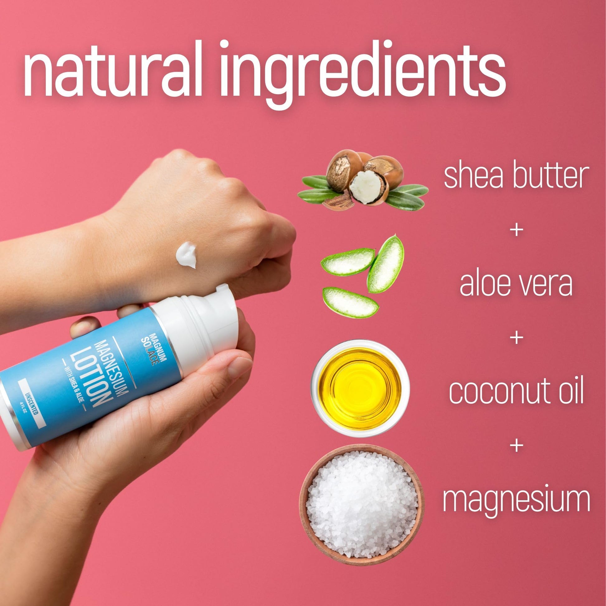 Magnum Solace Magnesium Lotion with Aloe & Shea – Apply to Legs – Alternative to Topical Magnesium Cream - Maple Wellness Supplements