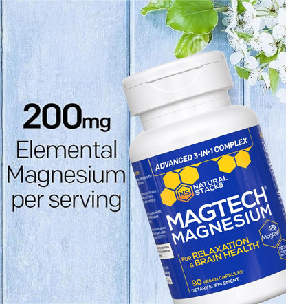 Magtech Magnesium Capsules + Hydration Creatine Powder Lemon Lime Bundle - 3 Forms of Magnesium - Featuring Magtein L-Threonate - Brain Health & Hydration Support* - 44 Total Servings - Maple Wellness Supplements