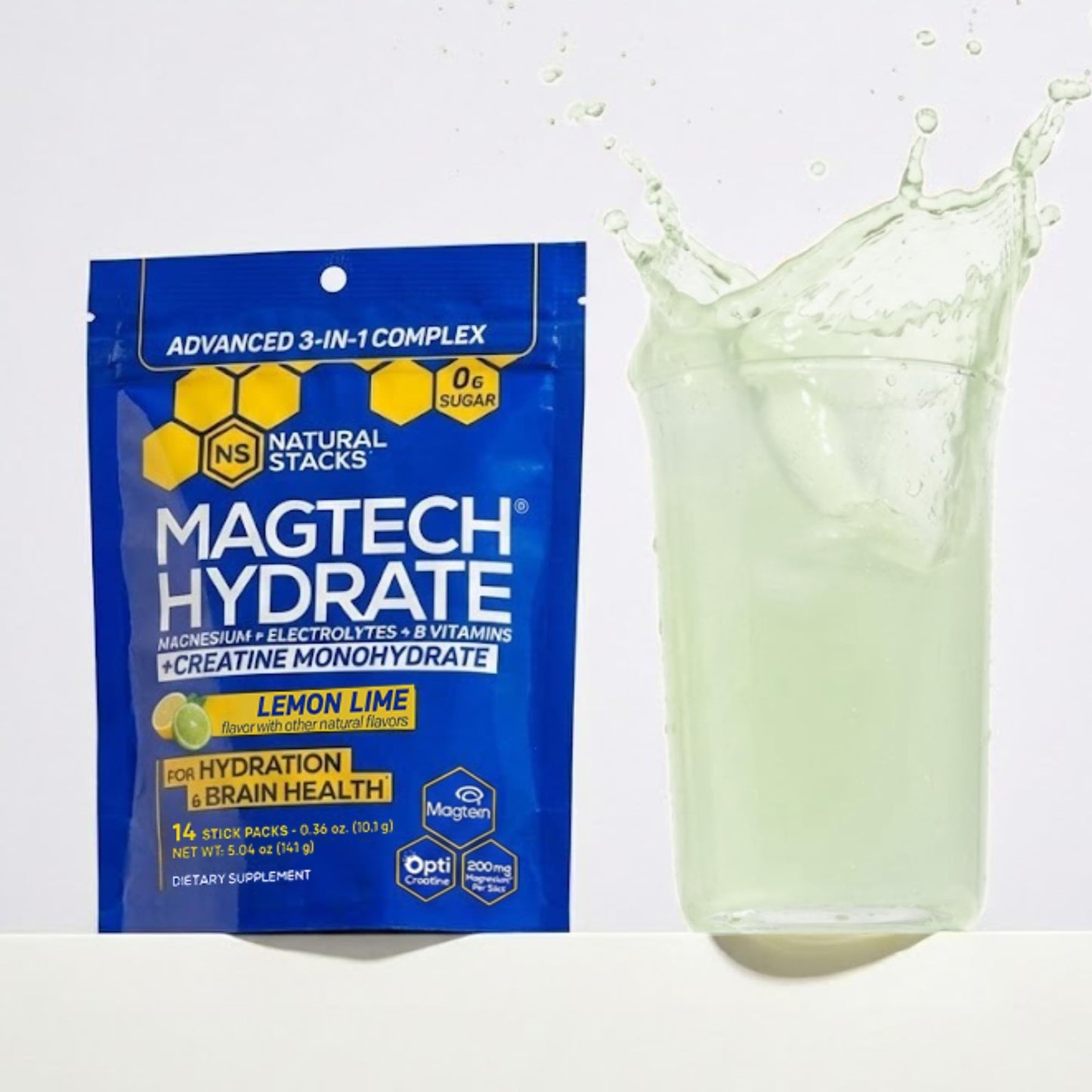 Magtech Magnesium Capsules + Hydration Creatine Powder Lemon Lime Bundle - 3 Forms of Magnesium - Featuring Magtein L-Threonate - Brain Health & Hydration Support* - 44 Total Servings - Maple Wellness Supplements