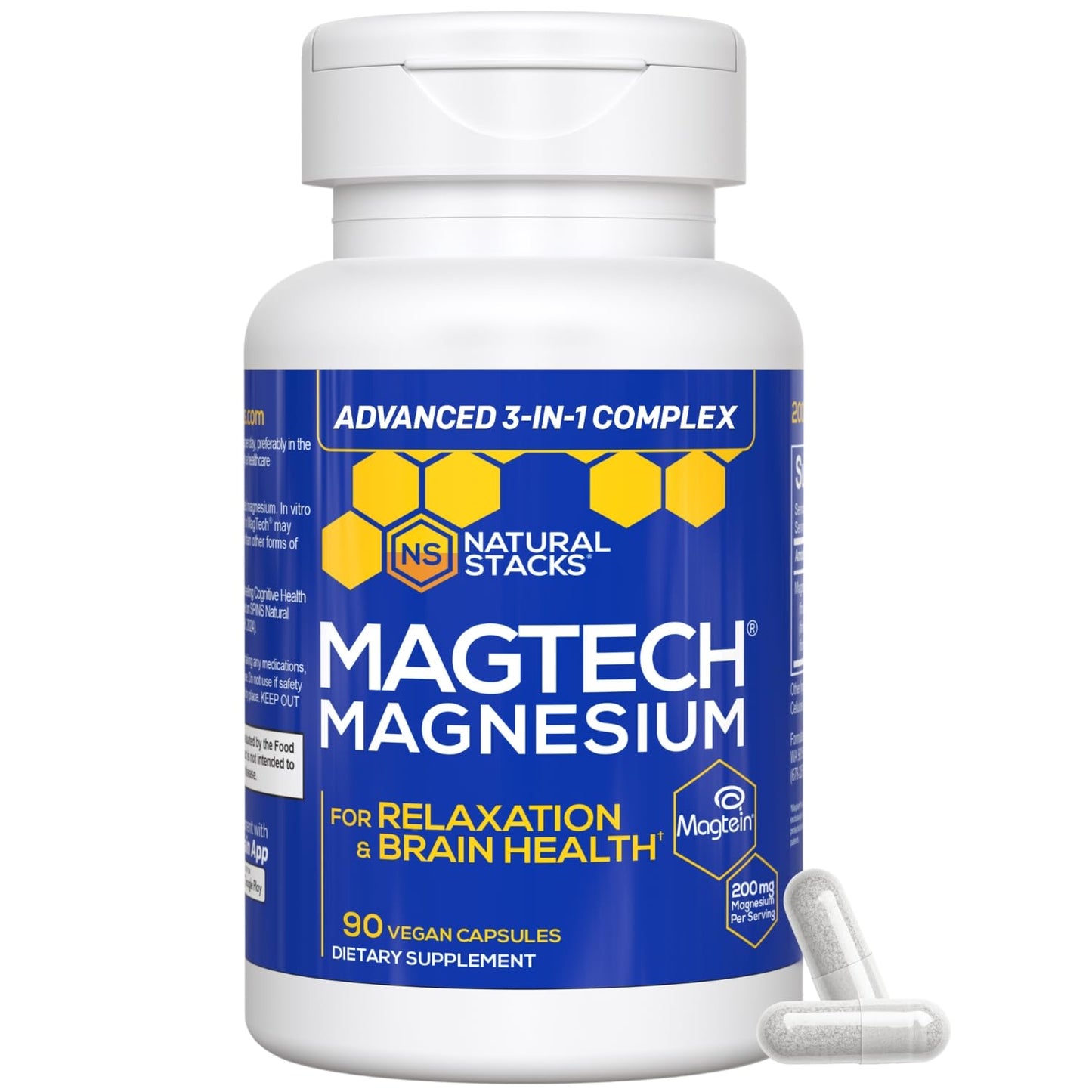 Magtech Magnesium Capsules + Hydration Creatine Powder Lemon Lime Bundle - 3 Forms of Magnesium - Featuring Magtein L-Threonate - Brain Health & Hydration Support* - 44 Total Servings - Maple Wellness Supplements