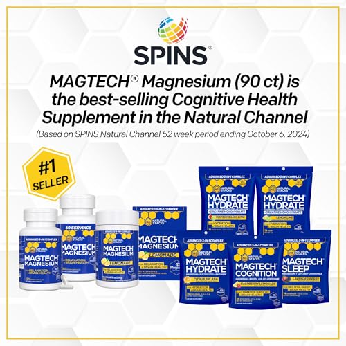 MagTech Magnesium Hydrate Packets - Sugar Free Hydration Powder - Magtein Magnesium L-Threonate, Glycinate & Taurate - 200mg Chelated Triple Complex - Supports Hydration & Brain Health* - 14 Servings - Maple Wellness Supplements