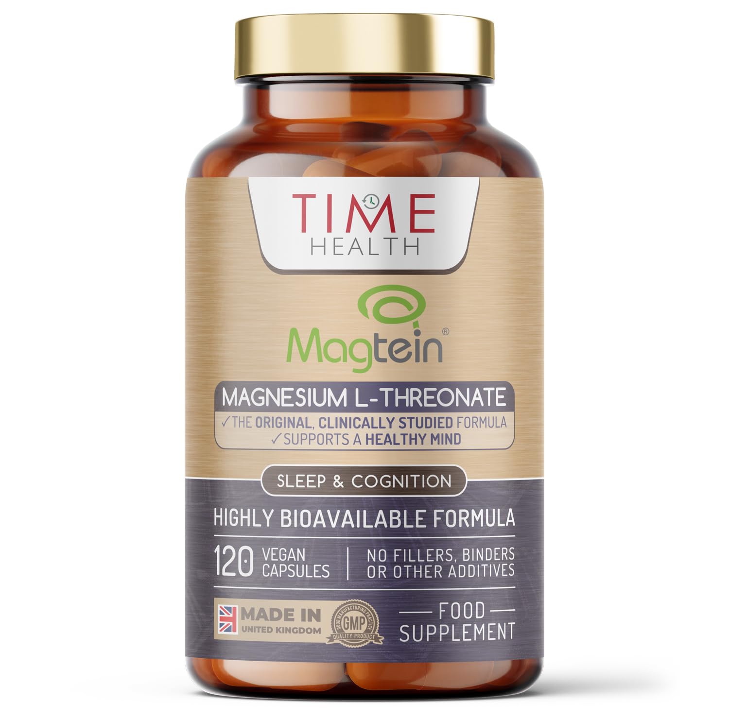 Magtein® Magnesium – 120 Capsules – High Strength 2100mg – Highly Bioavailable - Maple Wellness Supplements