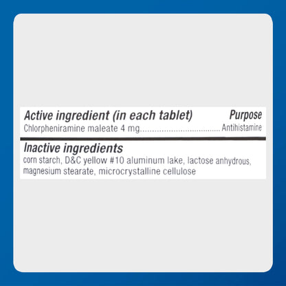 MAJOR 4 Hour Allergy Tablets - Chlorpheniramine Maleate - 4 mg - Antihistamine - 1000 Count (1 Pack) - Maple Wellness Supplements