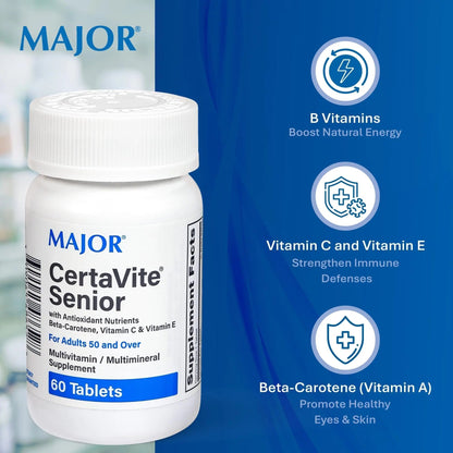 MAJOR CertaVite Senior Multivitamin with Antioxidants – Multivitamin for Women and Men with Beta-Carotene, Iron - Maple Wellness Supplements