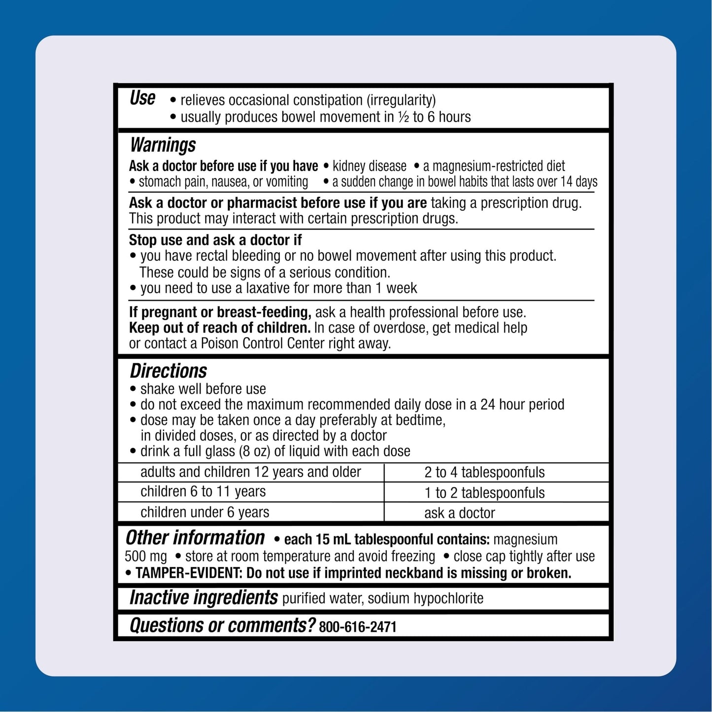 MAJOR Milk of Magnesia Saline Laxative - Original Flavor - Effective Overnight Relief - Stimulant-Free, Sugar-Free - 16 Fl Oz - Maple Wellness Supplements
