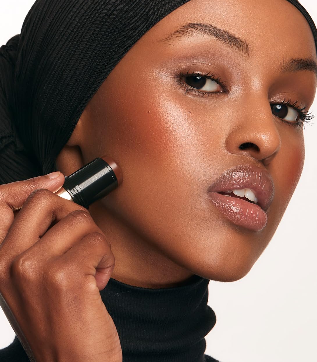 MAKE Beauty Heat Stroke Cream Blush Stick for Cheeks with Natural Hydrating Dewy Finish. Creamy Gel Blush Balm - Shade Baked, Deep Chocolate Brown Cheek Tint - Maple Wellness Supplements
