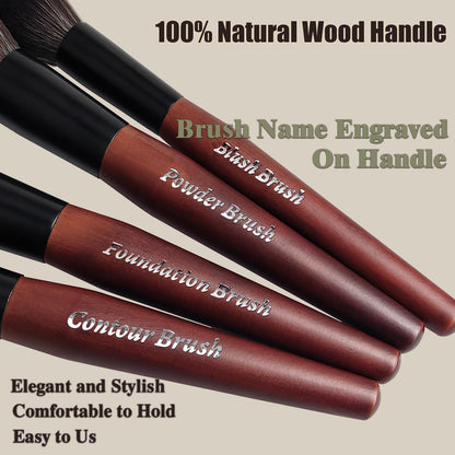 Makeup Brushes 16 Pcs Makeup Brush Set Professional, Wood Handle Travel Make Up Brushes Set with Case, Premium Cruelty-Free Synthetic Fiber Hair Makeup Brush Kit with Holder - Maple Wellness Supplements