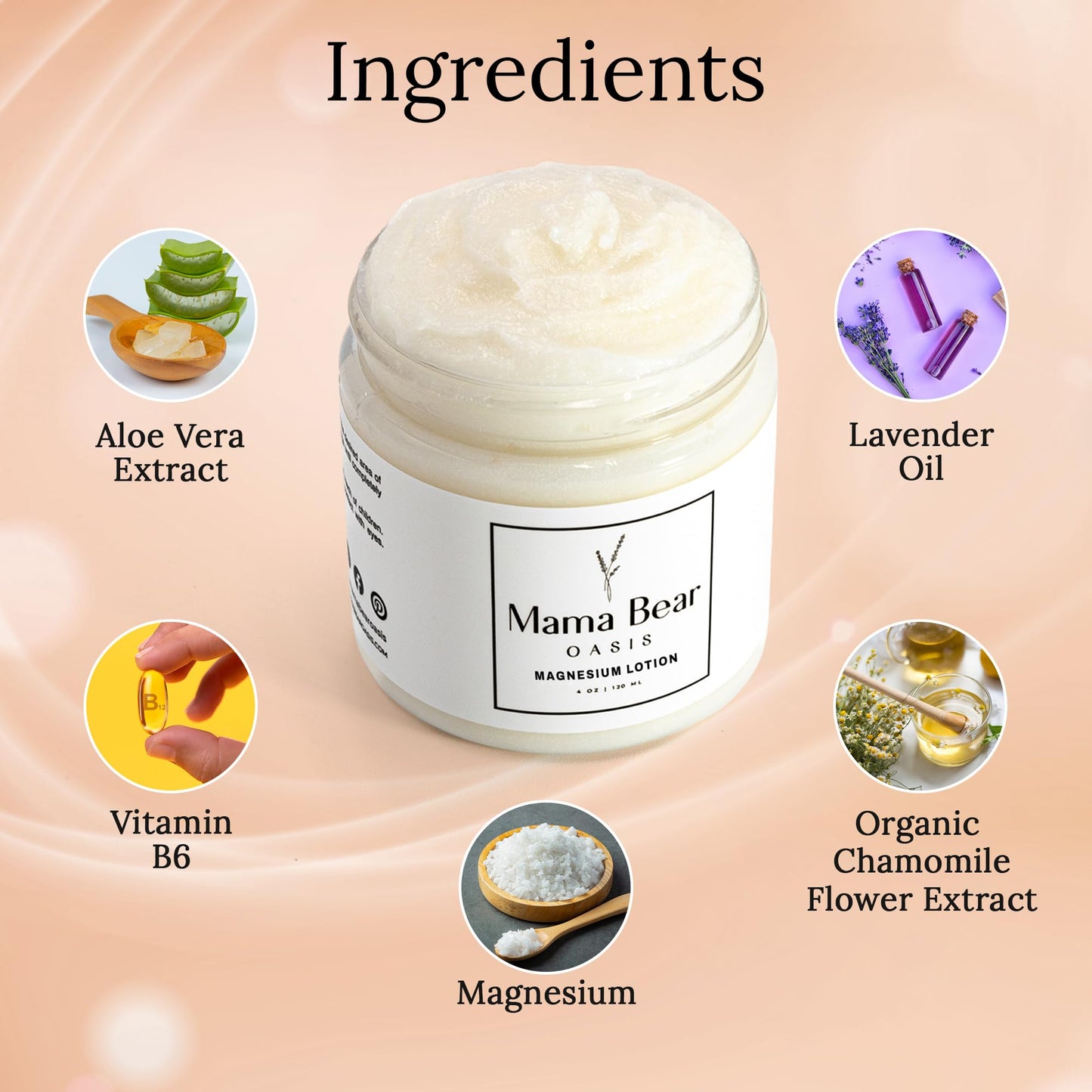 Mama Bear Oasis Lotion - Magnesium Cream - Lavender Magnesium Lotion for Foot, Hands, Legs, Toes Includes Arnica, Vitamin B6, Aloe Vera, MSM (Pack of 2) - Maple Wellness Supplements