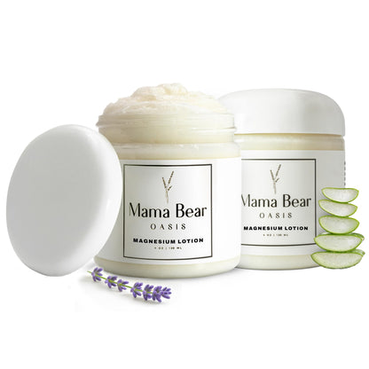 Mama Bear Oasis Lotion - Magnesium Cream - Lavender Magnesium Lotion for Foot, Hands, Legs, Toes Includes Arnica, Vitamin B6, Aloe Vera, MSM (Pack of 2) - Maple Wellness Supplements