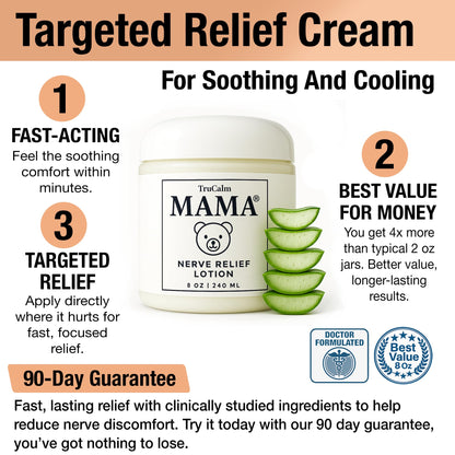 Mama Lotion – Neuropathy Nerve Relief Cream with Magnesium Chloride - Maximum Strength Comfort for Feet, Hands, Legs, Toes - Fast-Absorbing and Non-Greasy Formula for Food and Leg Comfort - 8 Oz - Maple Wellness Supplements