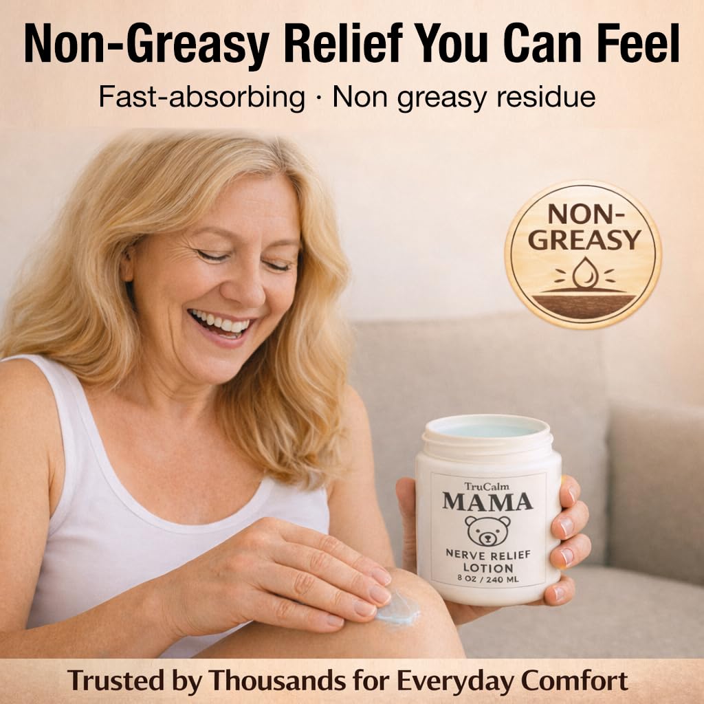 Mama Lotion – Neuropathy Nerve Relief Cream with Magnesium Chloride - Maximum Strength Comfort for Feet, Hands, Legs, Toes - Fast-Absorbing and Non-Greasy Formula for Food and Leg Comfort - 8 Oz - Maple Wellness Supplements